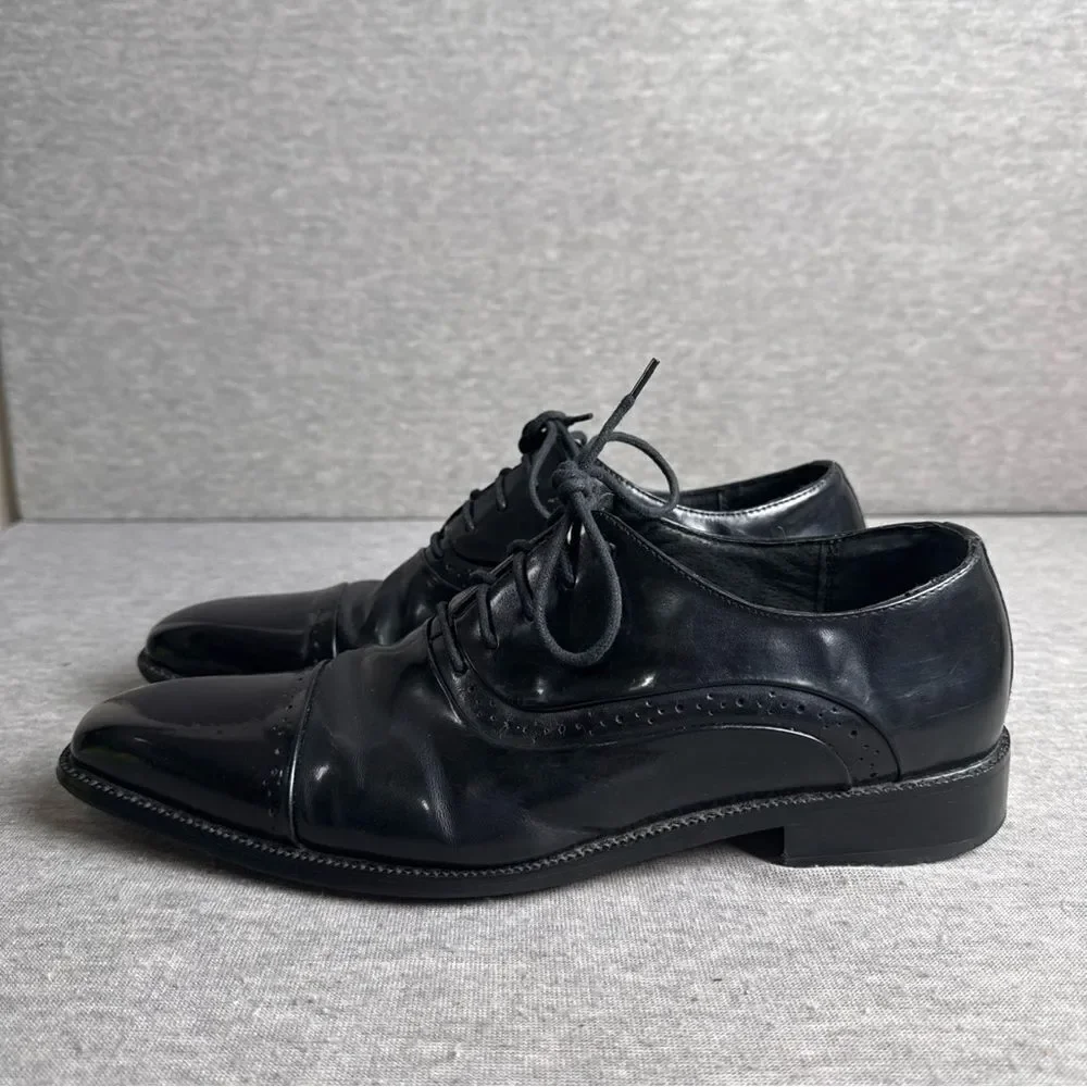 Stacy Adams Mens‎ Oxford Lace Shoe Black Leather Size 10 M Tie Up 20135-001
